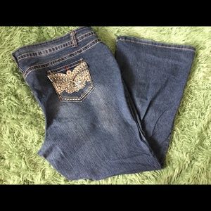 Distressed Flair Leg Jeans 28W
